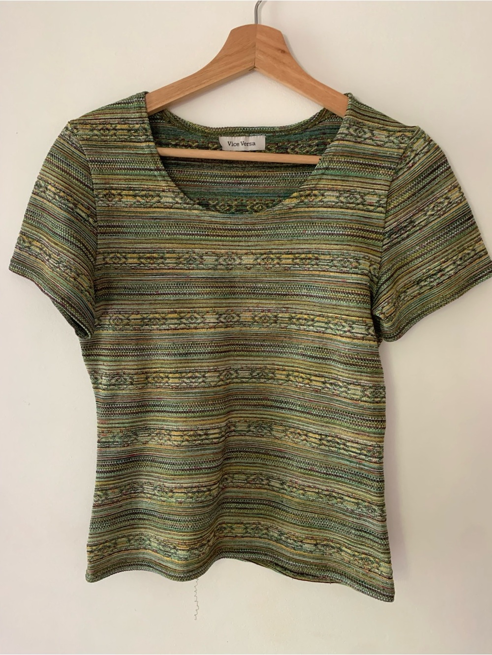 Vintage Green &  multicolour Patterned Scoop Neck Top